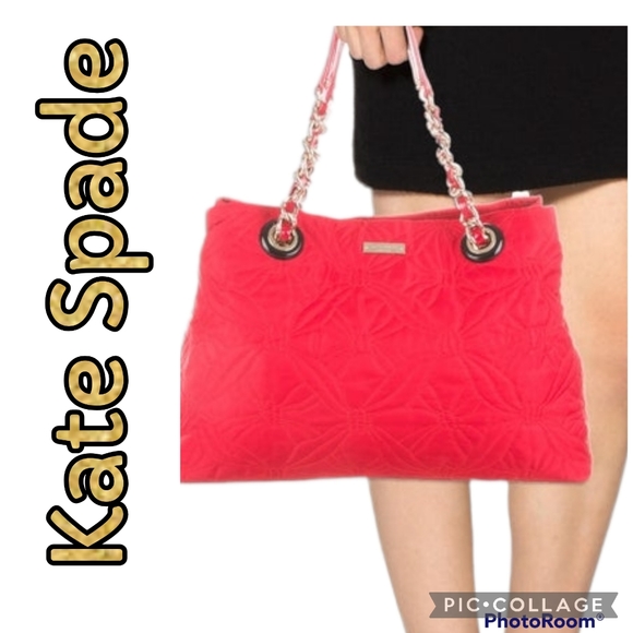 kate spade Handbags - Kate Spade Handbag Purse Quilted Leather Trim Gold Chain Magnet Closure